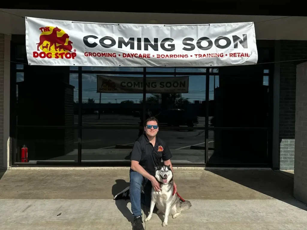 Shawn Nunez, local owner of The Dog Stop® Lake Charles outside the storefront
